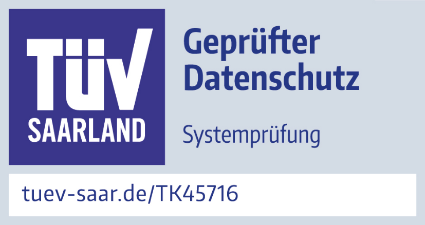 TÜV Saarland, Geprüfter Datenschutz, Systemprüfung, tuev-saar.de/TK45716