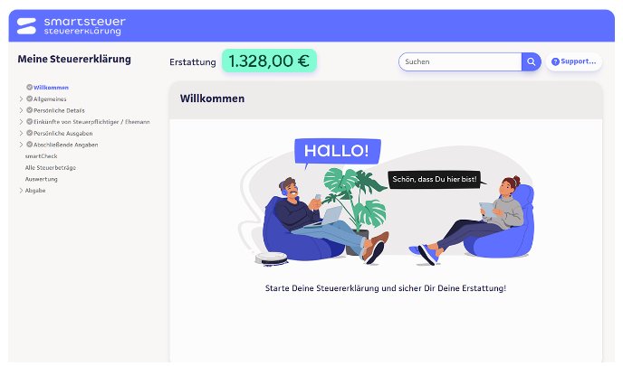 Vorschau: Smartsteuer Wilkommensbildschirm